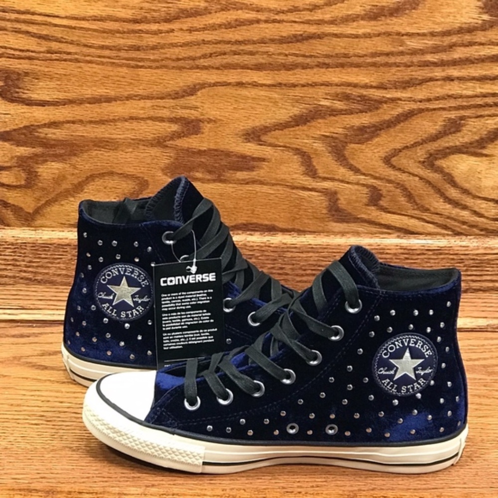 Converse CTAS Hi Eclipse Black Turtledove Velvet‎ Stud Shoes